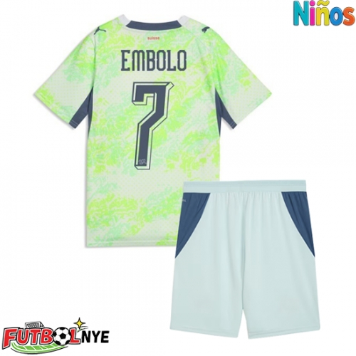 Camiseta Suiza Breel Embolo #7 Visitante Equipación para niños Mundial 2026 manga corta (+ pantalones cortos)